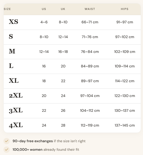 Size chart — cm